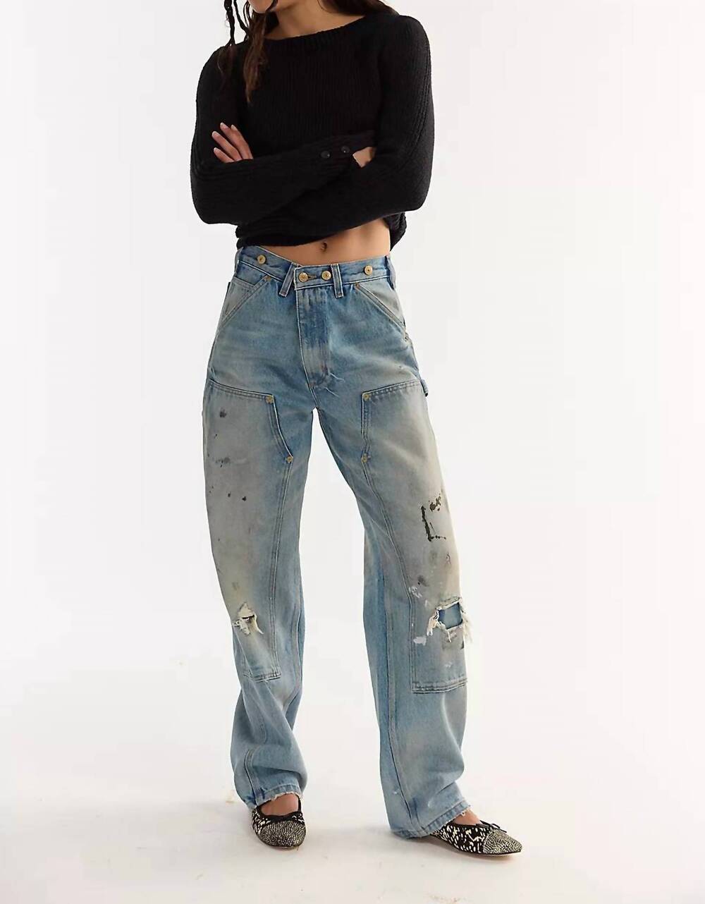NEW FREE PEOPLE emily carpenter jeans in ubi